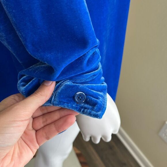 Soft Surroundings Womens Size L Stretch Velvet Boyfriend Button Down Tunic Shirt - Picture 14 of 15